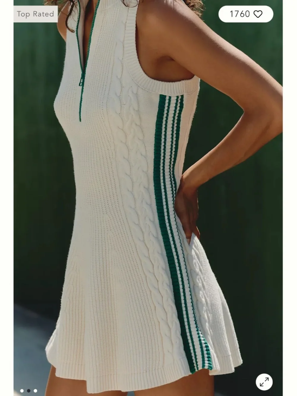 NWT Daily Practice Anthropologie Side Lines White Half Zip Mini Dress Large L - Picture 2 of 3